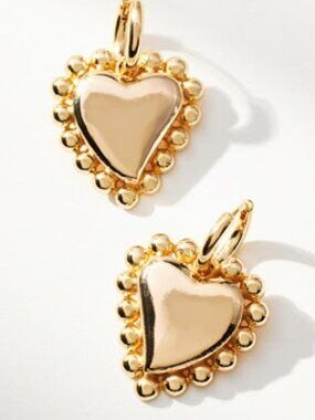 ✨ Anthropologie Studded Heart Charm Huggie Earrings ✨